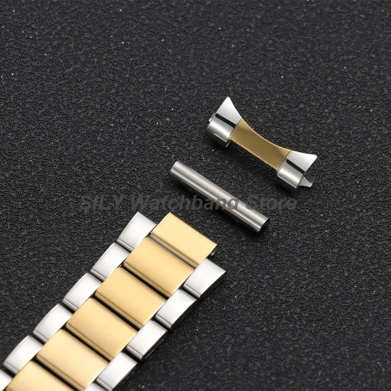 Stainless Steel Curved End Strap with Folding Buckle - Elegant Business Watch Band