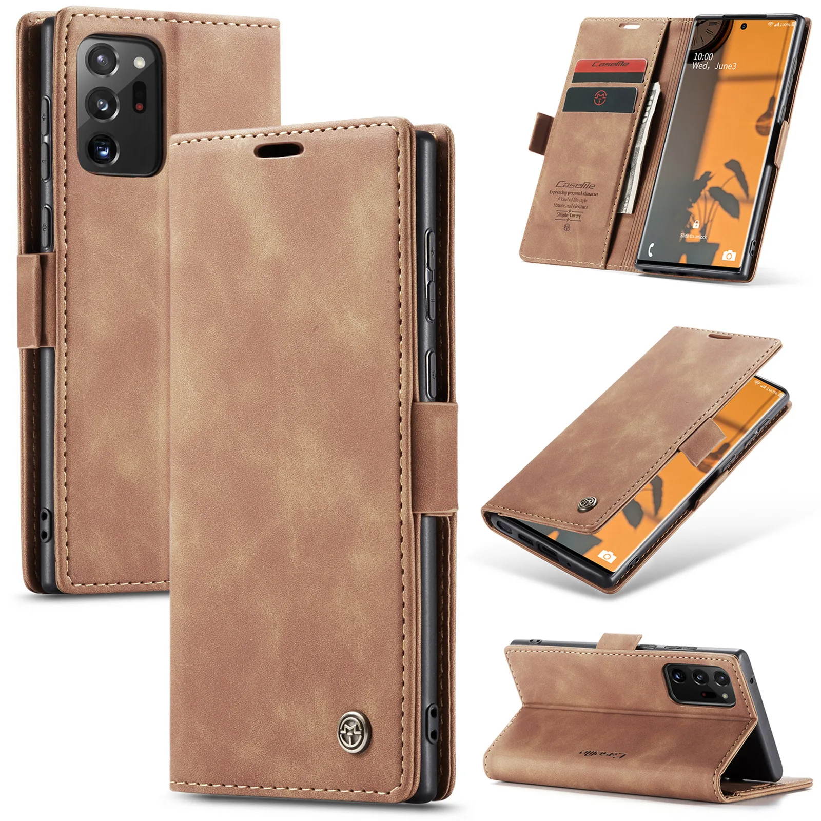 Vintage Magnetic Leather Flip Wallet Case with Card Slots