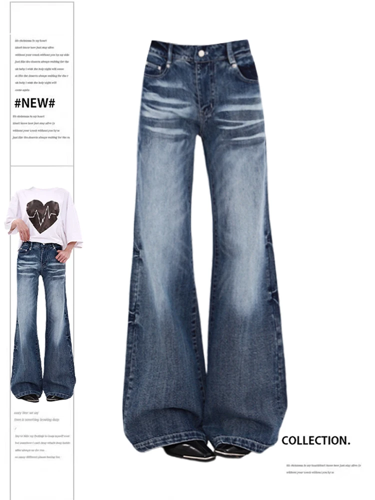 

Женские синие мешковатые джинсы Y2k в стиле Харадзюку 90-х эстетические джинсовые брюки оверсайз в японском стиле 1920-х годов джинсовые брюки винтажная одежда