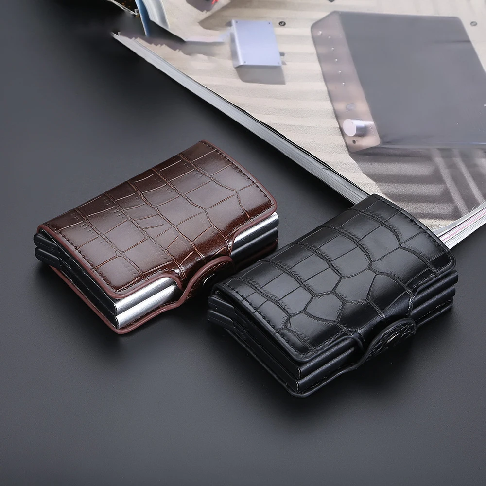 New anti-magnetic card bag men's European and American crocodile pattern automatic bullet card type double-layer card holder car