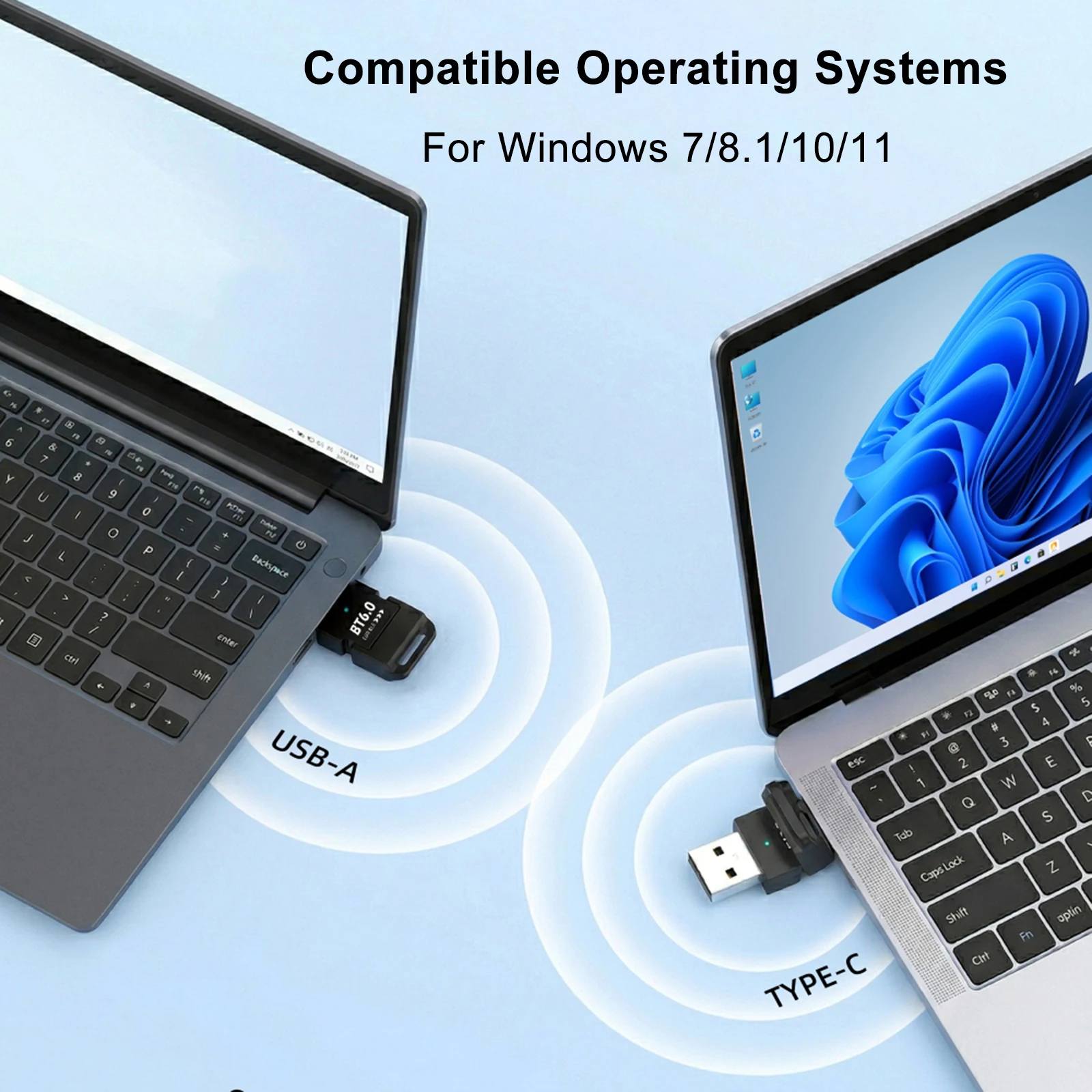 USB BT 어댑터 플러그 앤 플레이 BT 리시버 EDR & BLE, 헤드폰, 키보드, 마우스, 스피커, 프린터용, 윈도우 8.1/10/11 지원
