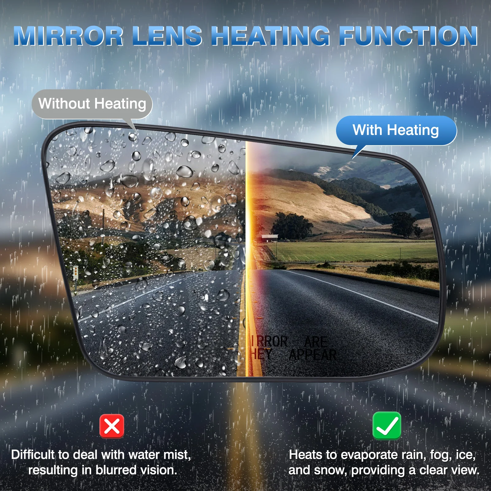 Heated Rear Side Mirror Glass Rearview Mirror for Nissan Altima