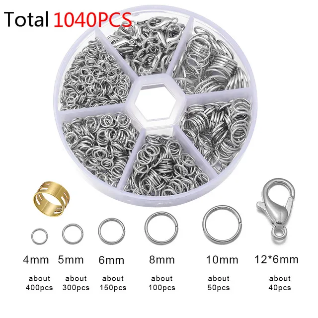 450-1450pcs/Box Jewelry Making Kits Lobster Clasp Open Jump Rings End Crimps Beads Box Sets Handmade Bracelet Necklace Findings L4 Rhodium