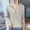 Zipper stripe 100% Merino wool Fall/winter Cashmere sweater Women's o neck cardigan warm bottom knit shirt top 1