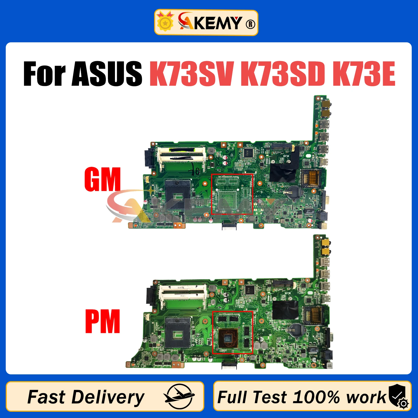 AKEMY Notebook Mainboard For ASUS K73SV K73SD K73E K73S K73E X73E Laptop Motherboard 100% Tested Fully Work