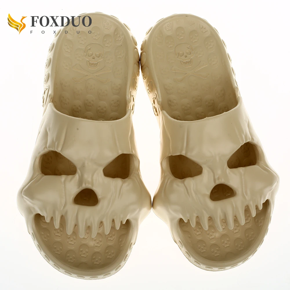 Personalized Skull Slippers Women Men Spooky Slides Thick Bottom Non-Slip Outdoor Beach Slippers Unisex Chinelo Caveira