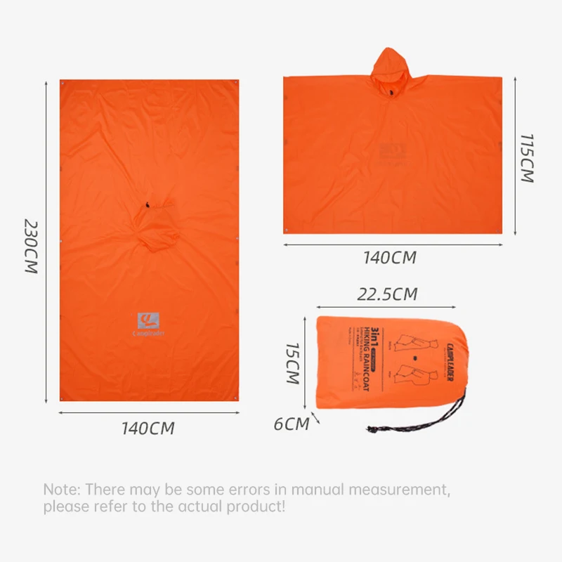 3 In 1 Waterproof Raincoat Lightweight Outdoor Hiking Rain Poncho Rain Jacket Cover Sun Shelter Camping Hiking Cycling Climbing 3