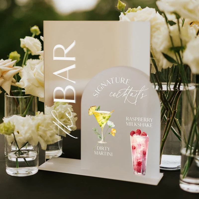 Wedding Bar Menu Signature Drinks Sign Silver Mirrored Acrylic Sign Open Bar Sign Signature Cocktails His And Hers Drinks