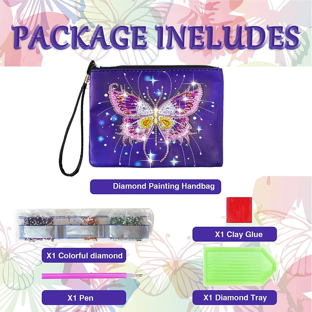 Partial Special Shaped Drill PU DIY Diamond Painting Wallet Purse Flowers Single Sided Diamond Embroidery Zipper Wallet for Gift