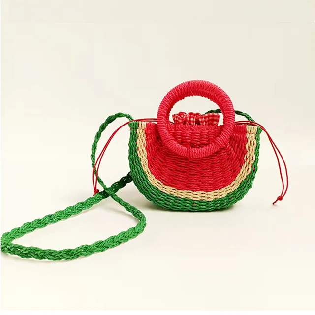 Fashion Straw Crossbody Bags Summer Fruit Shape Watermelon Handbags Female  Handwoven Half-round Shoulder Bag Ladies Beach Totes - AliExpress