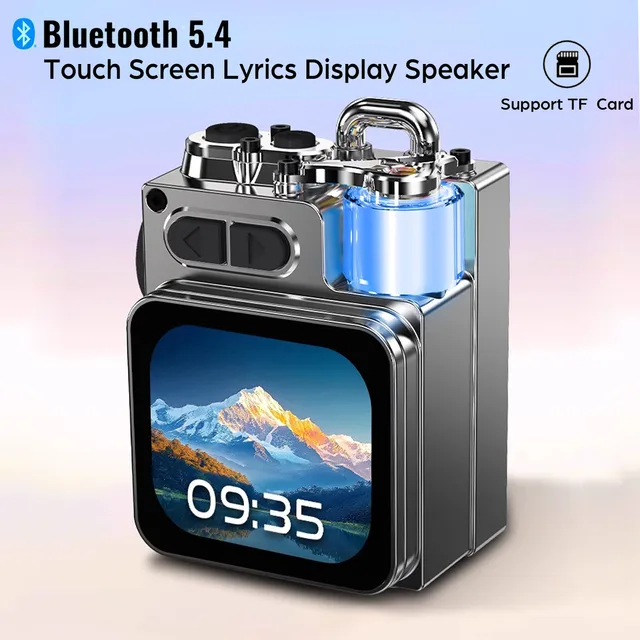 Bluetooth Speaker Smart Touch Screen Mini Portable Audio Player Wireless Handsfree Call MP3 Music Box Support TF Play APP Contro 1