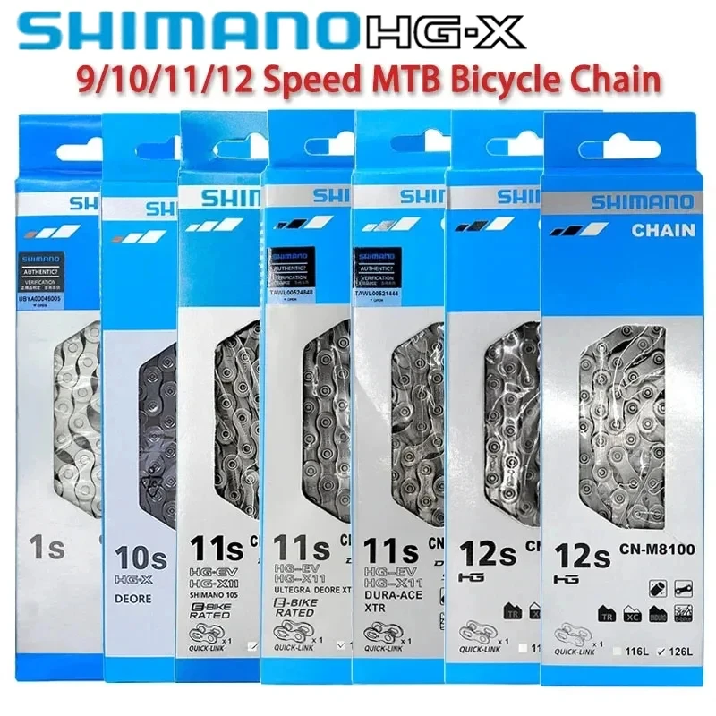 SHIMANO DEORE XT HG Bike Chains HG53 HG54 HG601 HG701 HG901 M8100 M7100 For MTB 9/10/11/12 Speed 116/126L