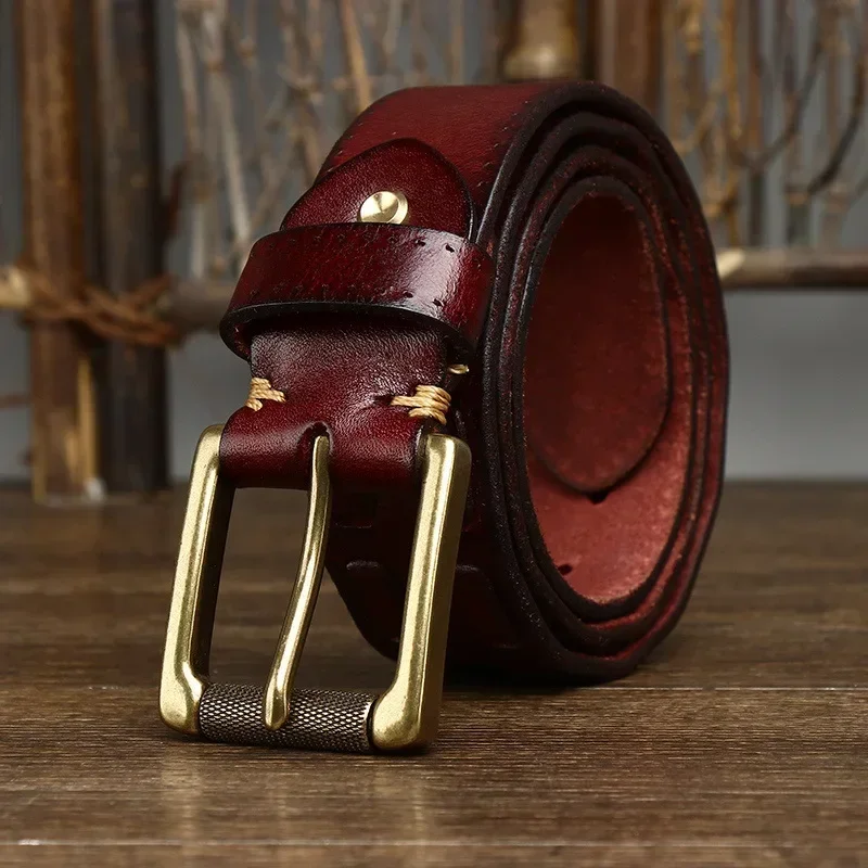 Cintura In Pelle Marrone Scuro: Cintura Unisex In Pelle Di Mucca - Foto 12