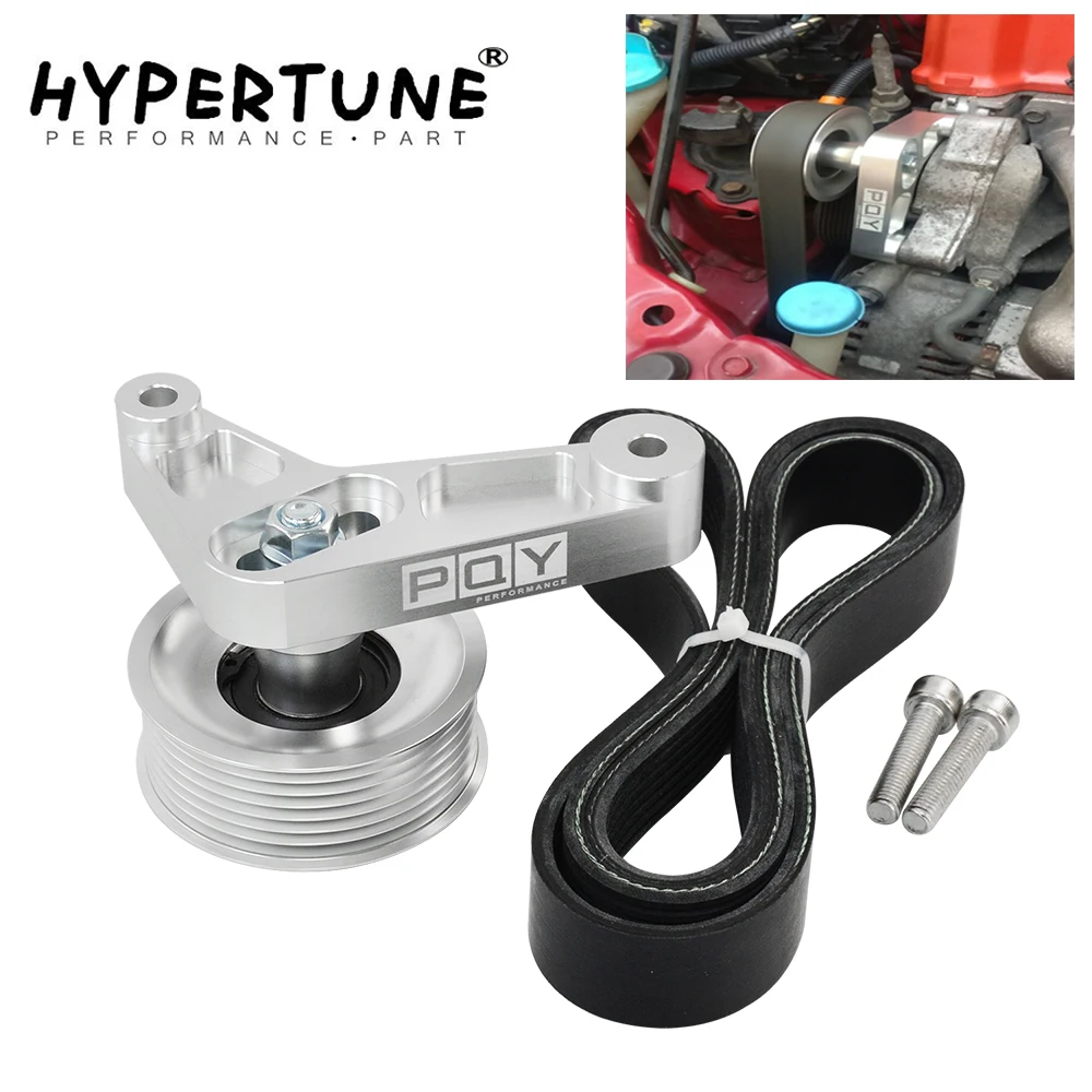 Hypertune Adjustable EP3 Pulley Kit for Honda 8th 9th Civic K20 & K24 Engines with Auto Tensioner Keep A/C Installed CPY01