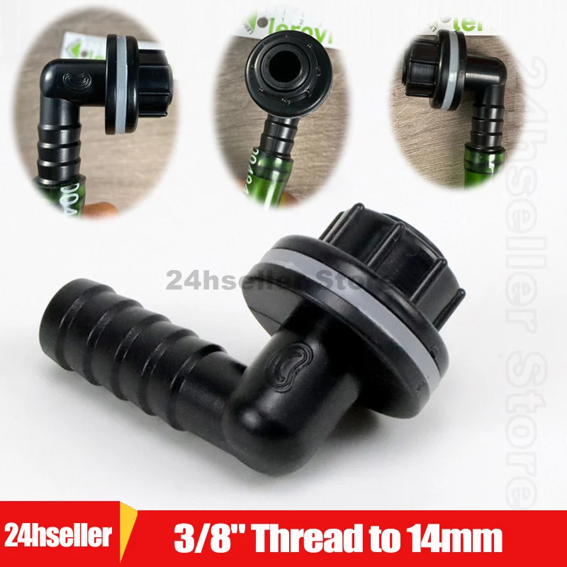 

3/8" Thread to 14mm 90 Degree Elbow Drainage Connector Aquarium Fish Tank Drain Coupling Adapters Irrigation Water Pipe Joints