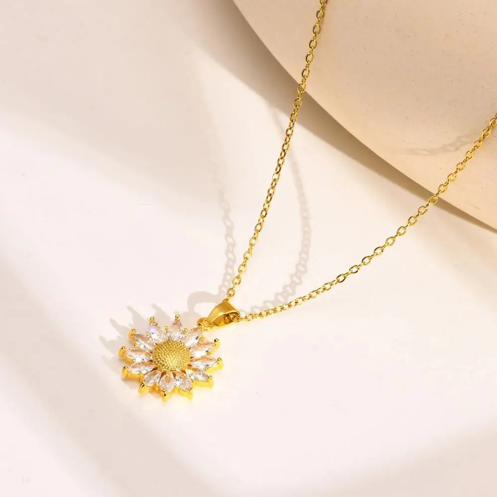 Stainless Steel Sunflower Necklace with Gift Box | Cubic Zirconia “I Love You Sunshine”... - SKU JPB00005 - UGI Packaging