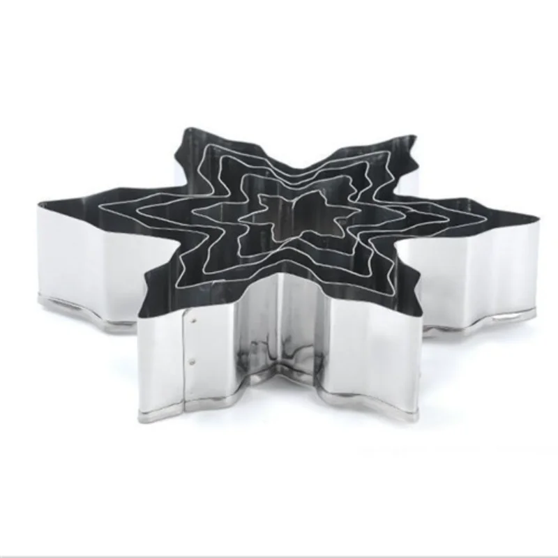 Snowflake Cutter Cookies Stainless Steel Fondant Christmas Cake Pastry Mould DIY Kitchen Baking Tool 5pcs/set