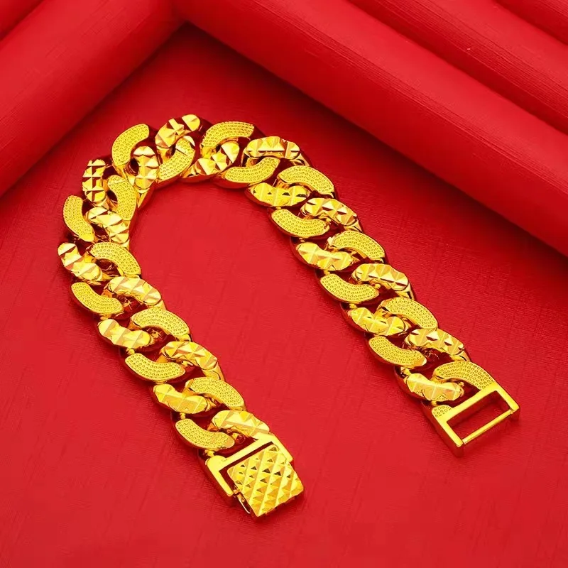 9999 24K real gold men's boss bracelet men's domineering gold bracelet