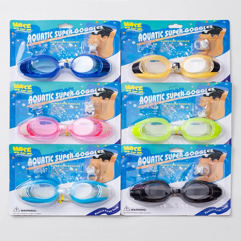 Transparent Swimming Goggles Diving Waterproof Adult And Children Nose Clip Earplugs Adjustable Tightness 1PC