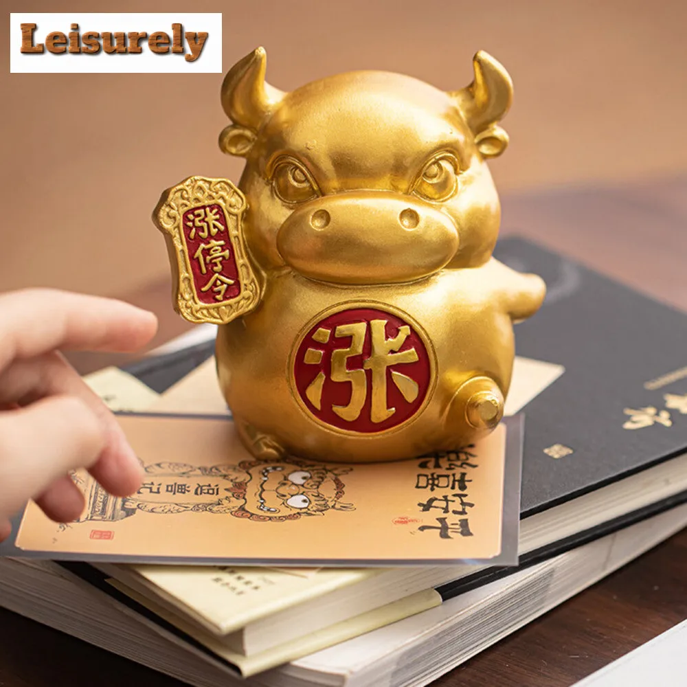 Creative Zodiac Fun Beast Ceramic Teapet Stock Market Golden Rising Limit Bull Tea Play Figurine Crafts Office Table Lucky Model