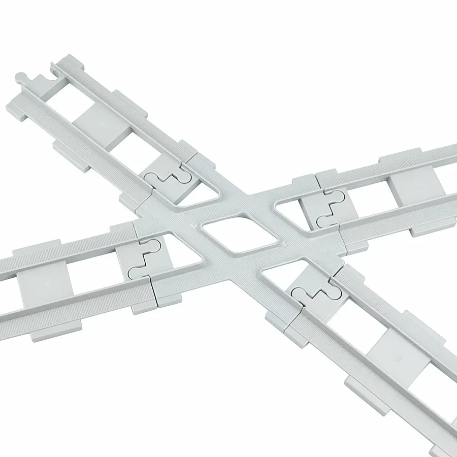 Big Size Train Car Tracks Bricks Transport Accessories Straight Curved Uphill Switch Rail Building Blocks Compatible Duploes 5