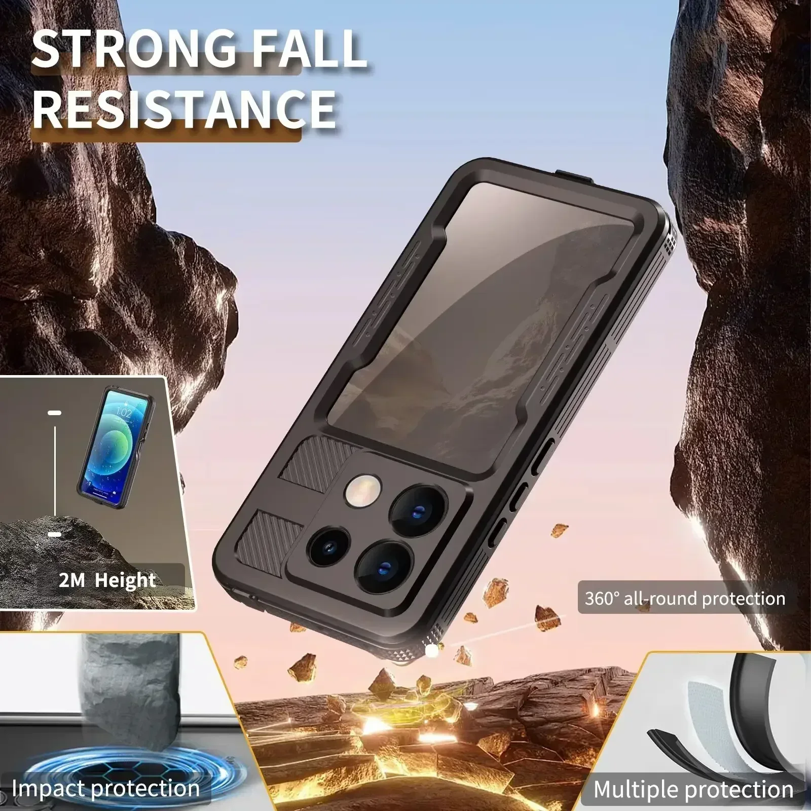 Enhanced Waterproof Shockproof Case for Smartphones - IP68 Diving Protection Full Cover