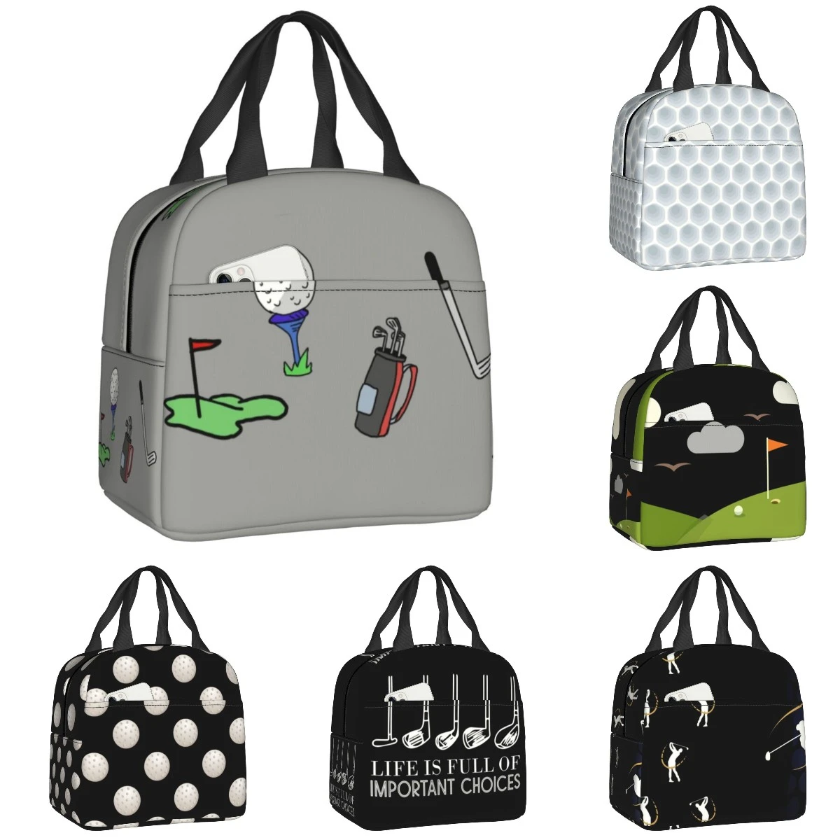 Ball Golf Insulated Lunch Bags For School Work Picnic Sports Golfing