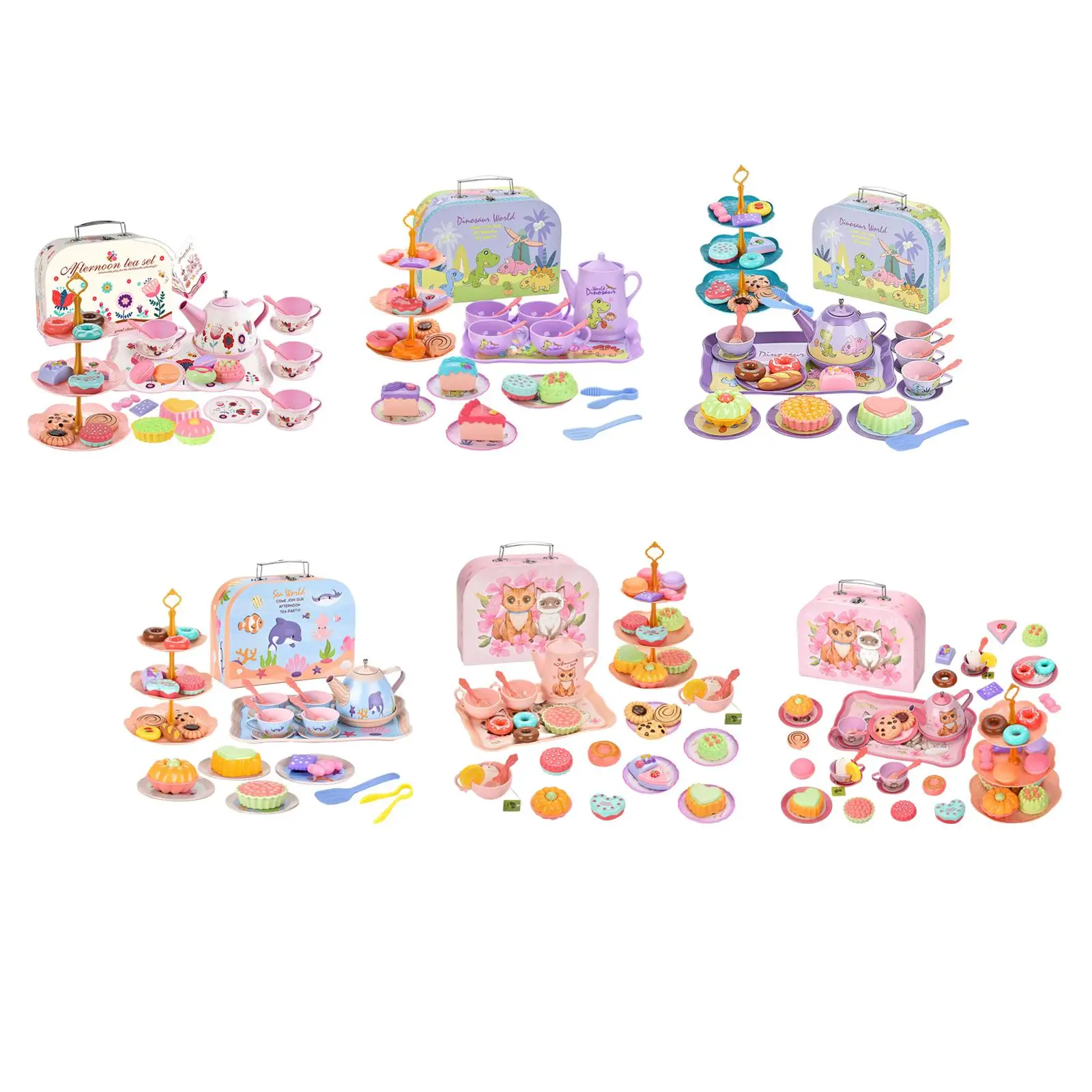 Kids Tea Set Dessert Toys Teapot Cups Tray Kitchen Pretend Play Toy for Kids