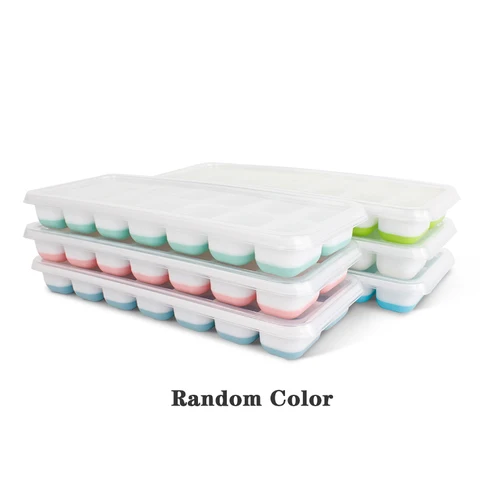 Grids Silicone Ice Cube Tray Mold with Clear Cover Popsicle Kichen Summer Mould Fruit Maker Home Freezer Accessories Cub