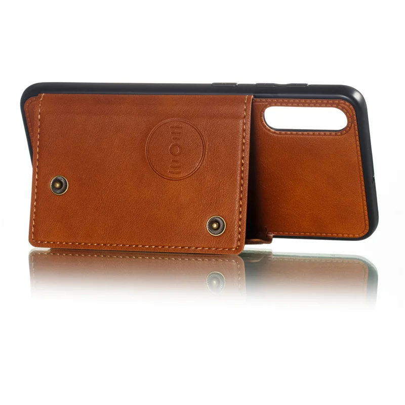 Premium PU Leather Wallet Shockproof Case with Magnetic Car Holder and Stand Feature