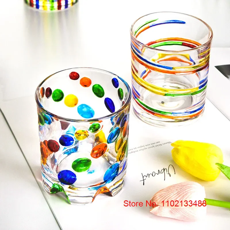 Colorful Rotating Whiskey Glass Germany Design Crystal Wine Glass Relieve Stress Ripple Brandy Tumbler Whisky Enjoy Cup Beer Mug