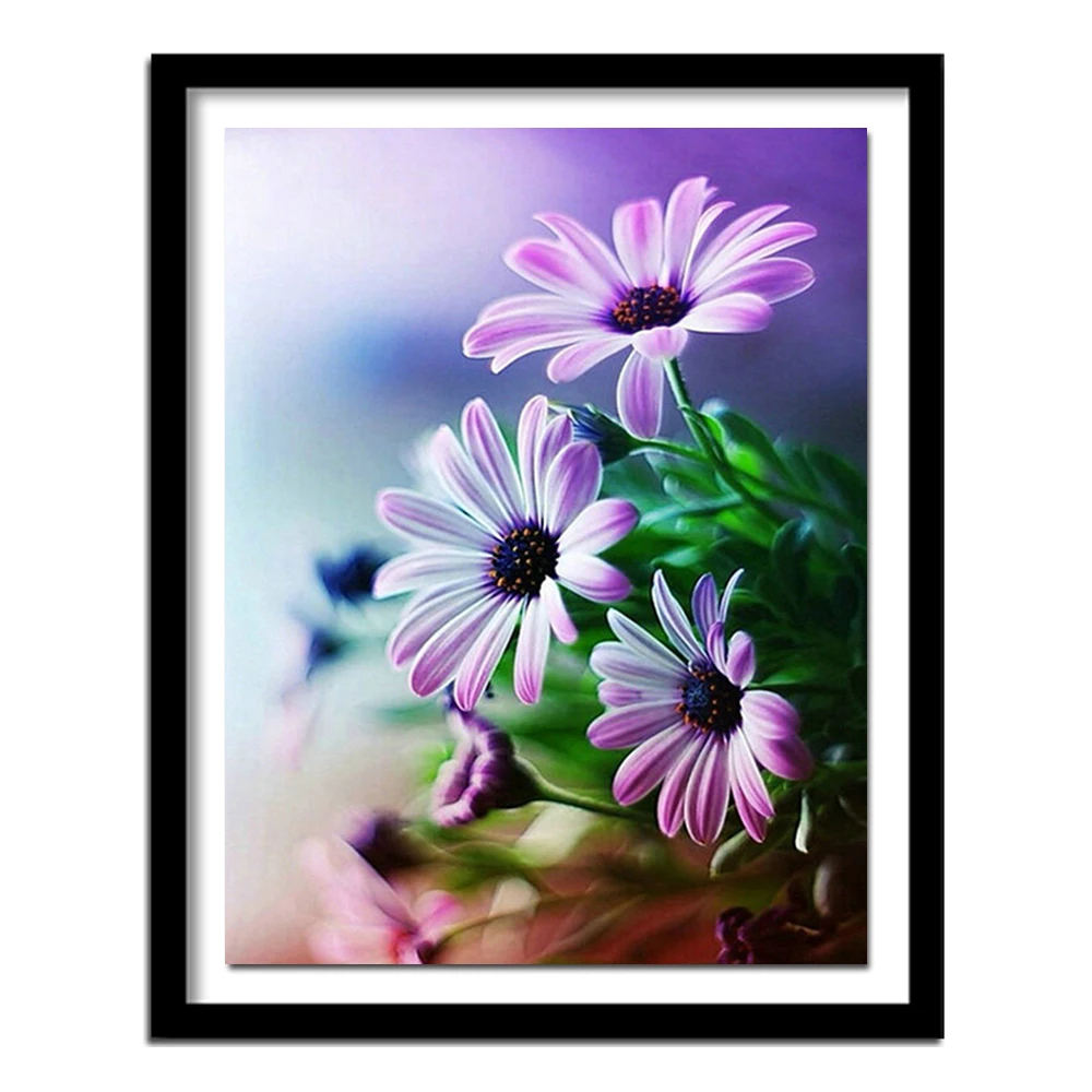 

100% DIY 5D круглая алмазная живопись, маргаритки, цветы, наборы для вышивки крестиком, алмазная фотография