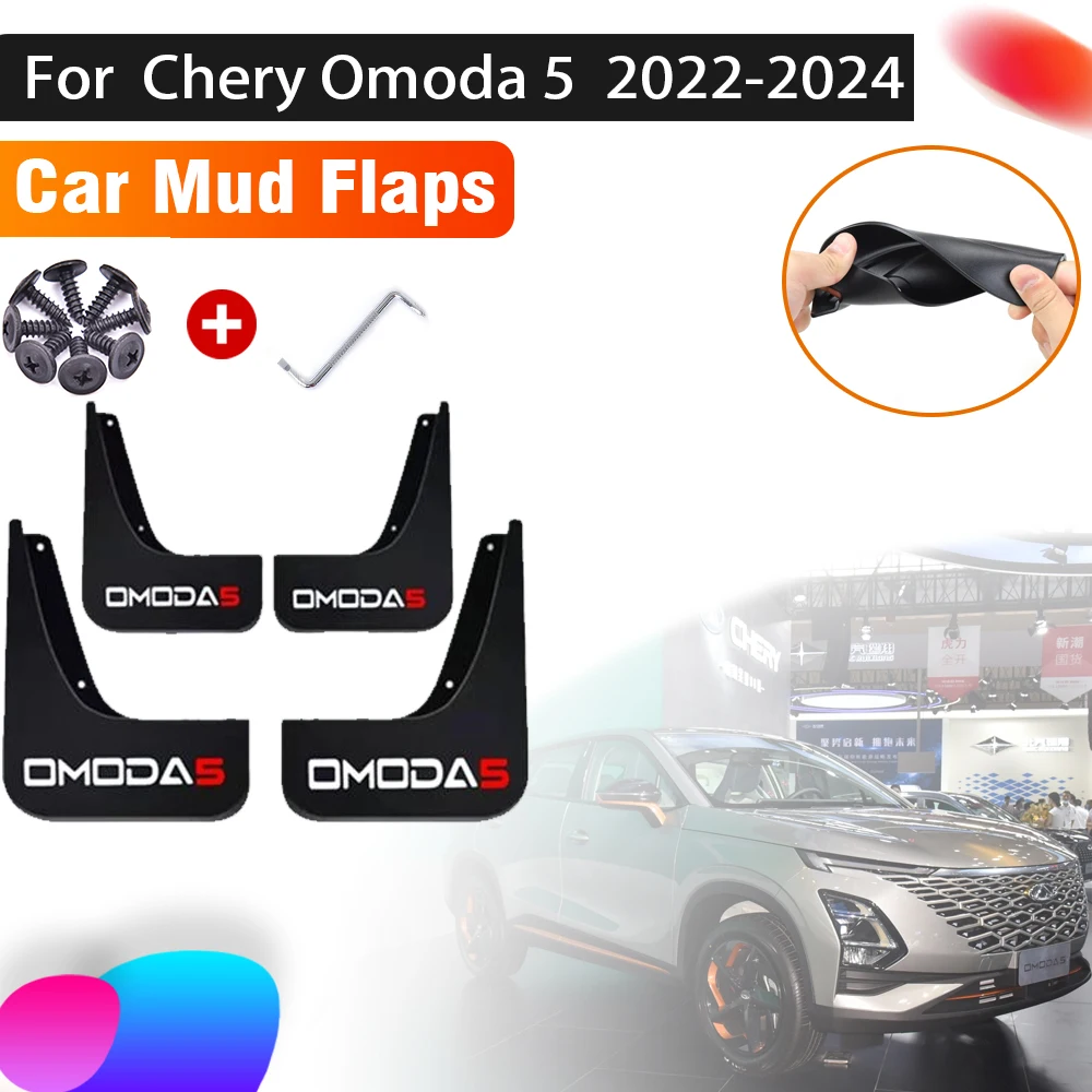 

Car Mudguards For Chirey Chery Omoda 5 C5 Fownix FX 2022 2023 2024 4 PCS Car Splash Guard Front Rear Fender Mudflap Accessories