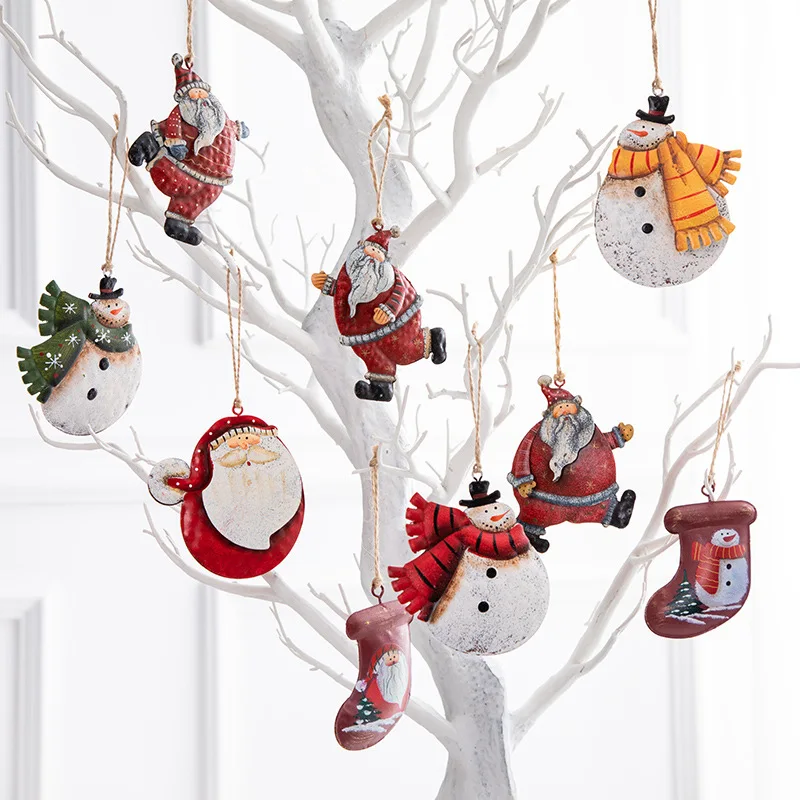 

Snowman Santa Claus Angel Ornaments Hanging Pendants Iron Crafts Xmas Decor Christmas tree pendant