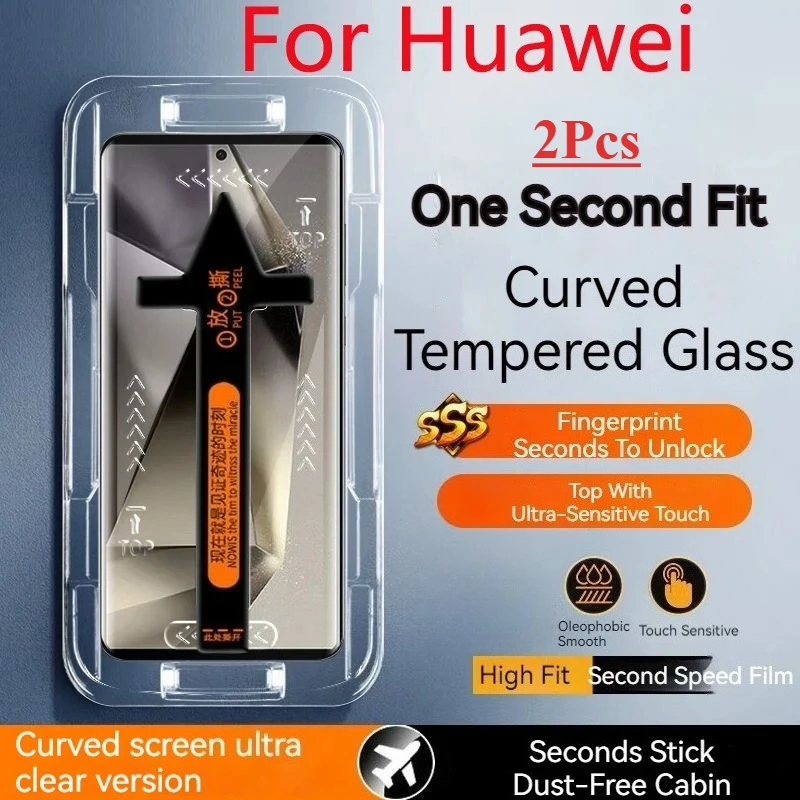 2 Adet Tozsuz Kabin Temperli Cam Huawei Pura 80 70 Ultra P60 P40 P50 P30 Pro Ekran Koruyucu İkinci Yapıştırma Kutusu Filmi