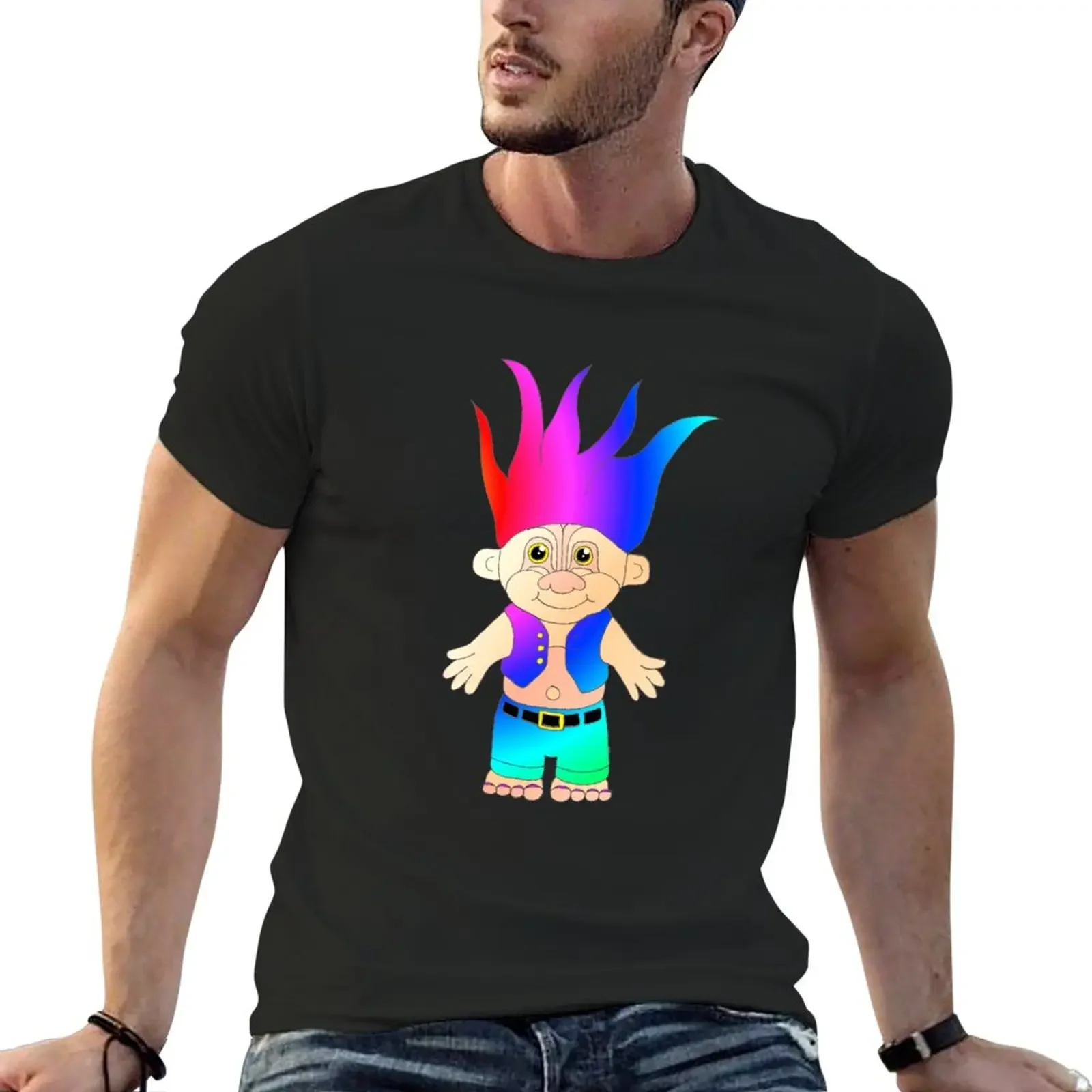 Kitsch 80'S/90'S Troll Doll Design Ispirato T-Shirt Kawaii Vestiti Top Mens Graphic T-Shirt Anime