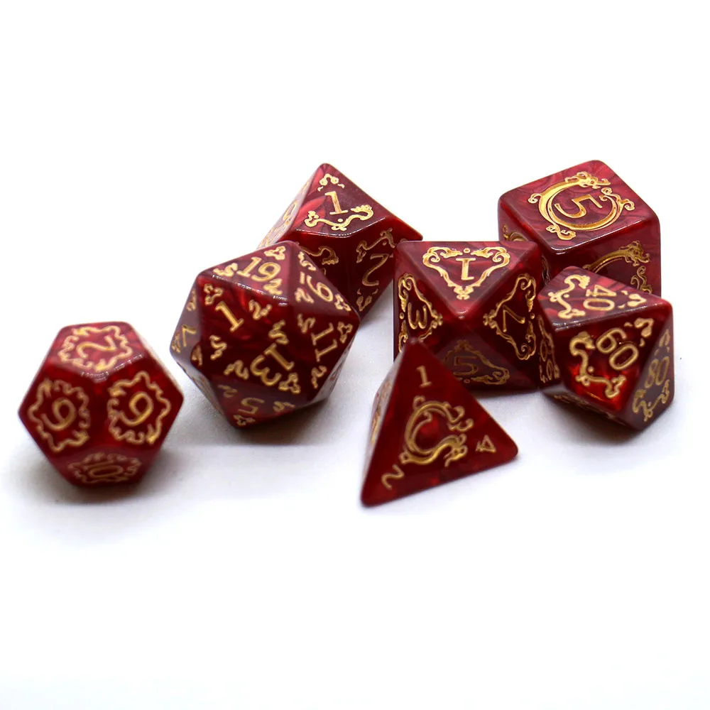 Exquisite Dragon Pattern 7-Piece DND Dice Set - Perfect Gift
