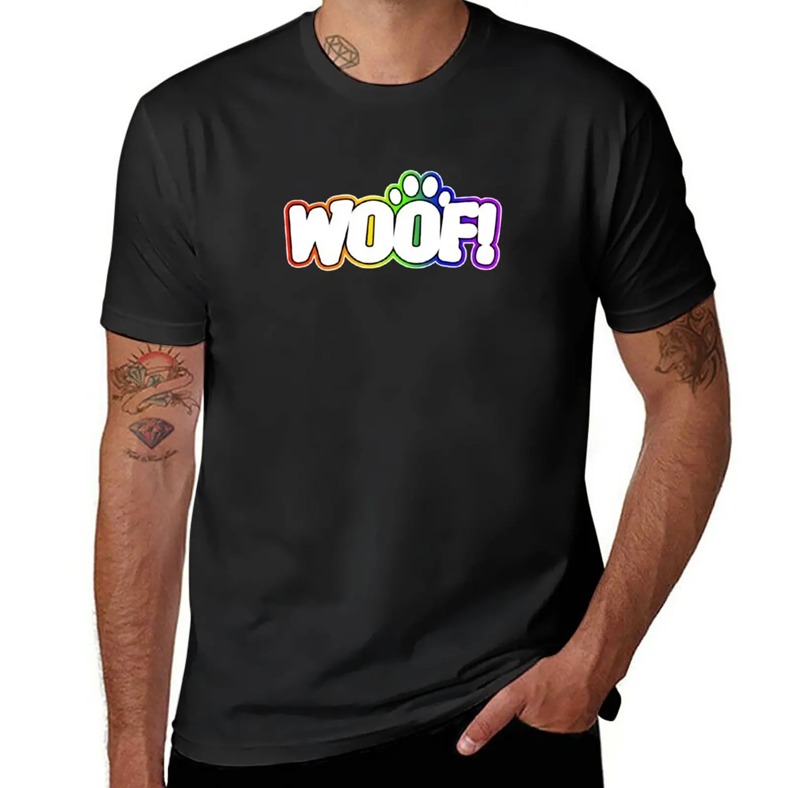 New Pride Rainbow Pup Woof! T-Shirt Abbigliamento Estetico Magliette Grafiche Magliette Grafiche Da Uomo Divertenti