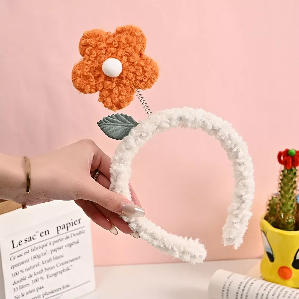 

Fashion Cute Hairband Little Red Flower Hair Band Korean Plush Spring Hairband Wash Face Accessories For Woman Girls
