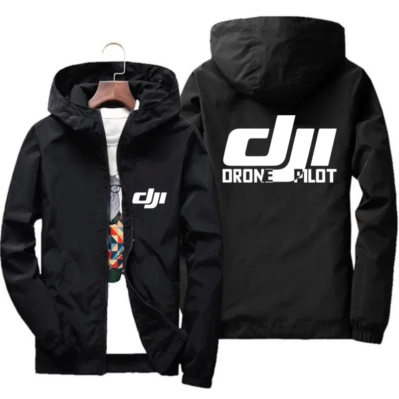 Men's Bomber Hooded DJI Drone Pilot Casual Thin Windbreaker Jackets Coat Male Outwear Sports Windproof Clothing Large Size 7XL dji professional pilot drone printing new polo shirt men s comfortable short sleeved shorts suit harajuku sports t shirt