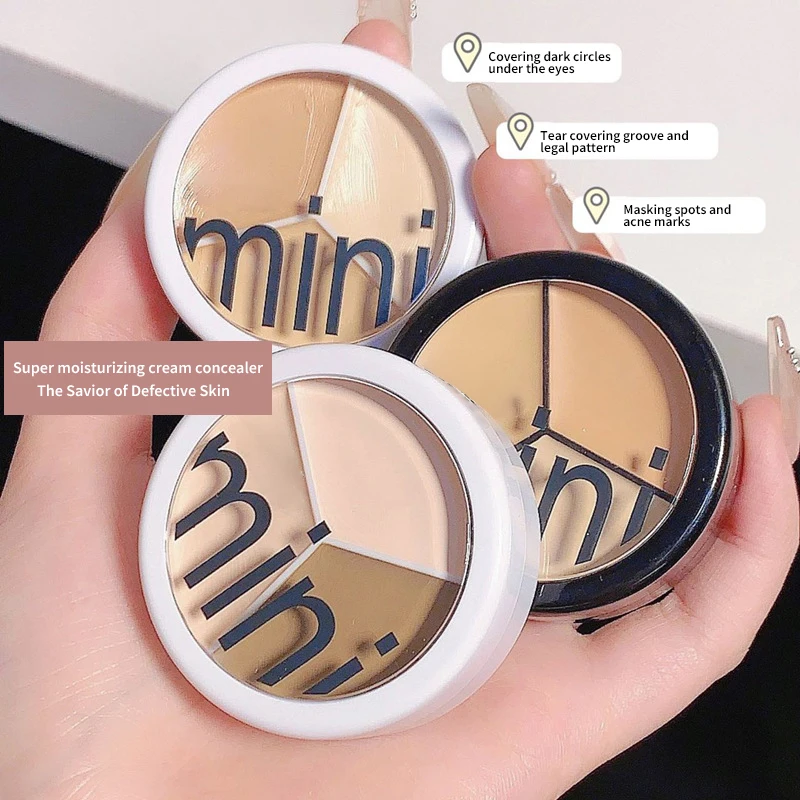 3 Colors Concealer Cream Full Coverage Spot Acne Dark Circles Contour Concealer Palette With Brush Moisturizing Cosmetics Makeup