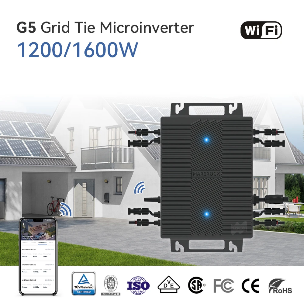 1200W 1600W Microinverter 18V ~ 60V Dc A Ac 230V 240V Us 2 Fasi Mppt Grid Tie Inverter Wifi Convertitore Di Energia Solare Onda Sinusoidale Pura