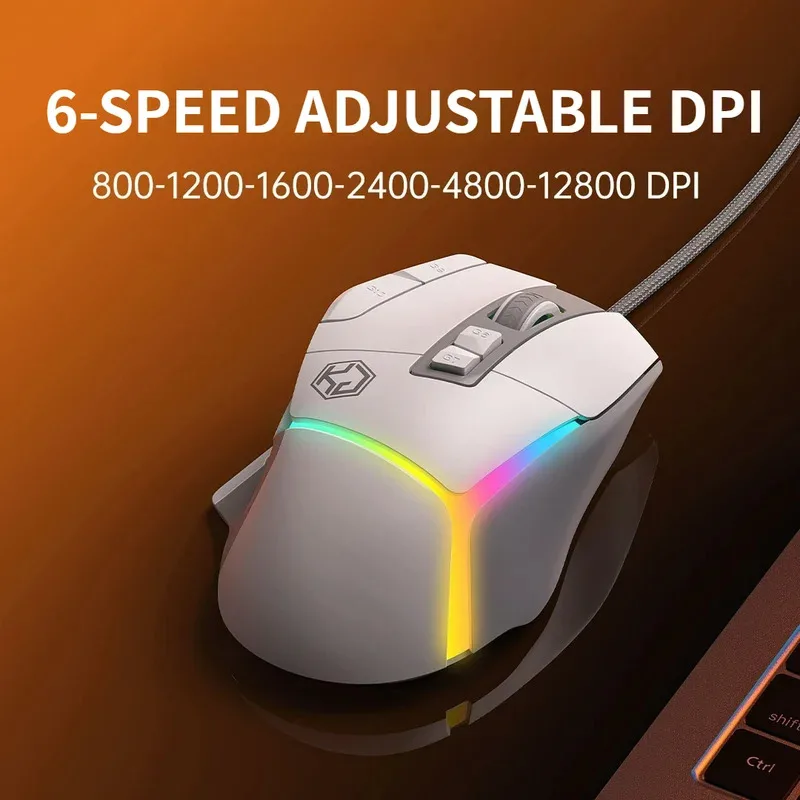 2026 Wired Mouse RGB Lights 10 Keys Macro Programming Gaming Chip 12800DPI Ergonomic Design Medium-Large Hand Gaming Mouse GK502