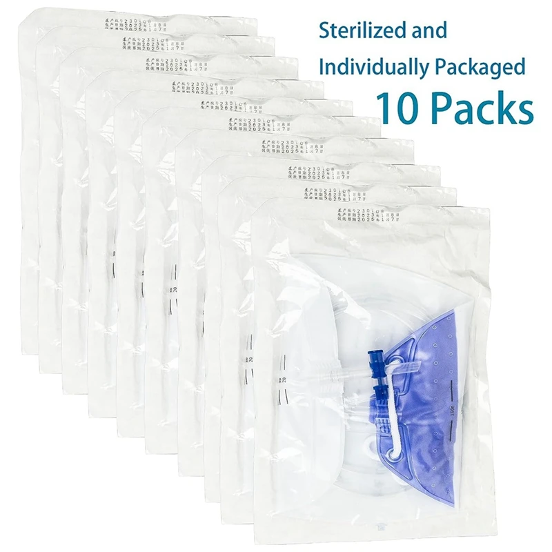 Sacs Urinaires de Proximité en Plastique de 1500ml, avec Tube de 48 Pouces, Clips et Crochets, Chambre Anti-Reflux, 10 Pièces