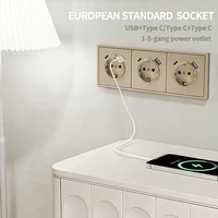 Prise murale USB Type-C à charge rapide, design moderne 80x80mm, 16A 250V, multiprise 1 à 5 prises pour la maison et le bureau 2