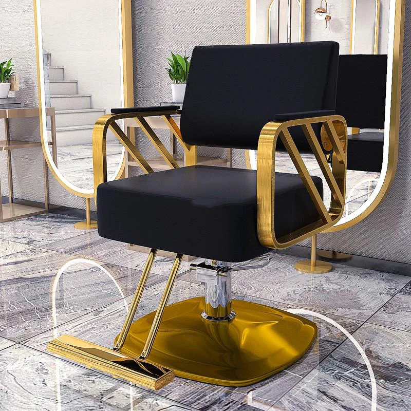 Gold Salon Barber Chair Makeup Cosmetic Saddle Swivel Adjustable Barber Chair Recliner Beauty Silla De Barbero Home Furnitures