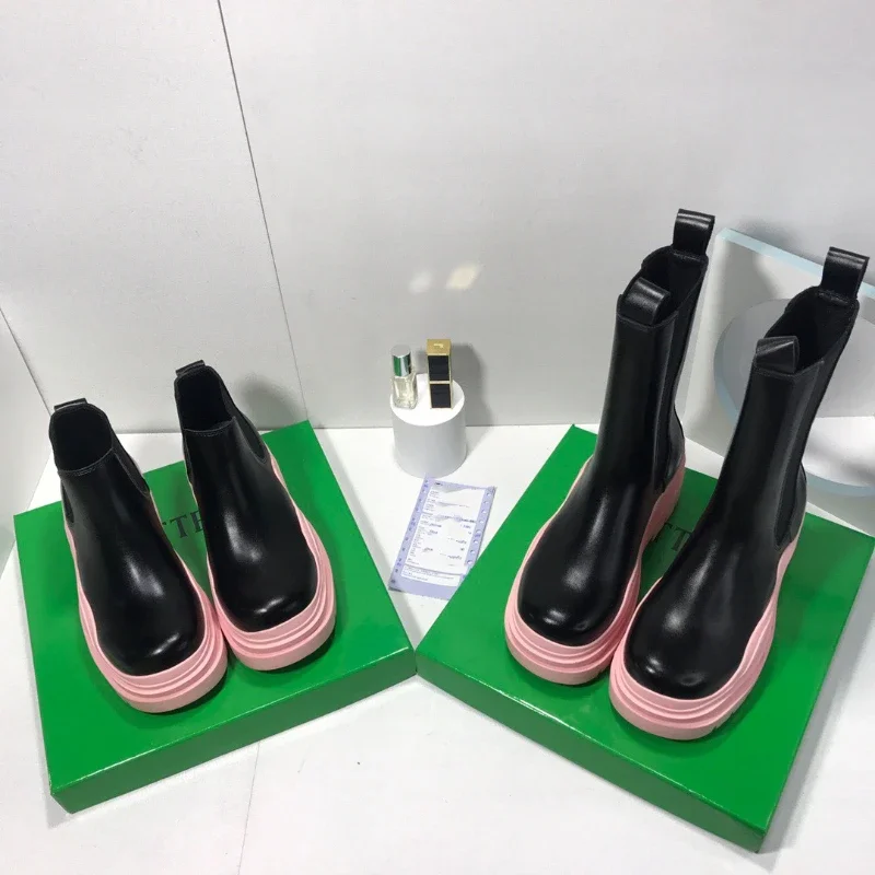 

Candy color thick sole ankle boots 2023 Autumn/Winter New Street Fashion Couple Boots Women