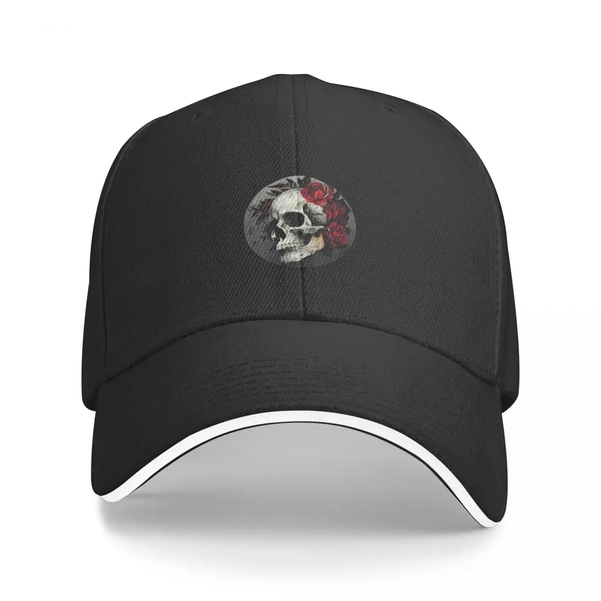 

Skull and roses, distressed Baseball Cap Golf Hat Man Hip Hop Custom Cap New Hat Hat For Men Women'S