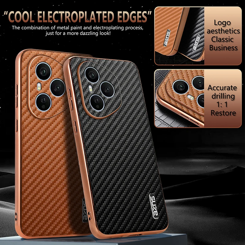 Luxury PU Plating Carbon Fiber Protective Back Cover Case