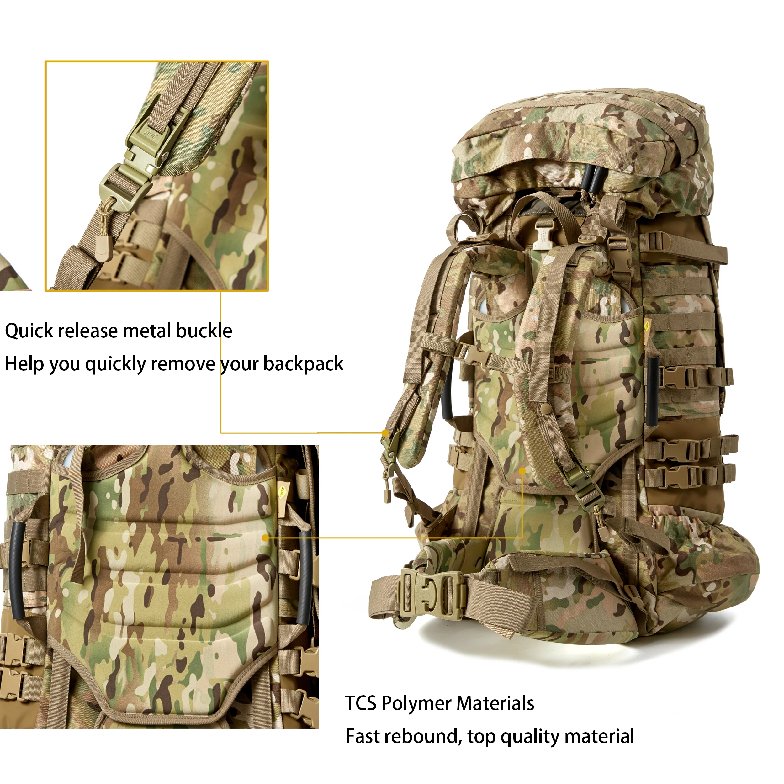 100l Grote Capaciteit Leger Tactische Rugzak Waterdichte Multicam Rugzakken Trekking Outdoor Molle Met Tactisch Aanvalspakket